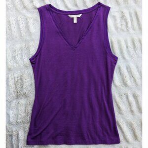 Banana Republic Vibrant Purple Satin Trim V Neck Sleeveless Jersey Top $z. S / M